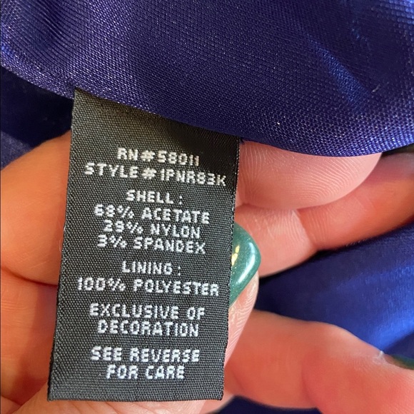 Jax Royal Blue Satin Beaded Knee Length Formal Sheath Dress Size 6 - Picture 5 of 6